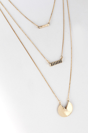 Three Simple Pendant Layered Necklace 5EAG4